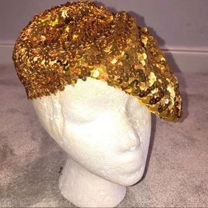 Gold sequined beret